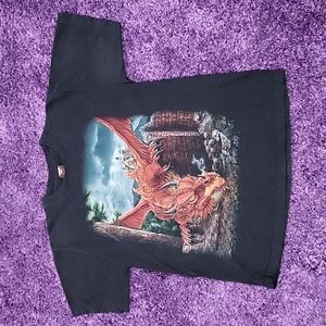 Vintage Rock Eagle Dragon Large Graphic Print Tshirt  2 sided graphic